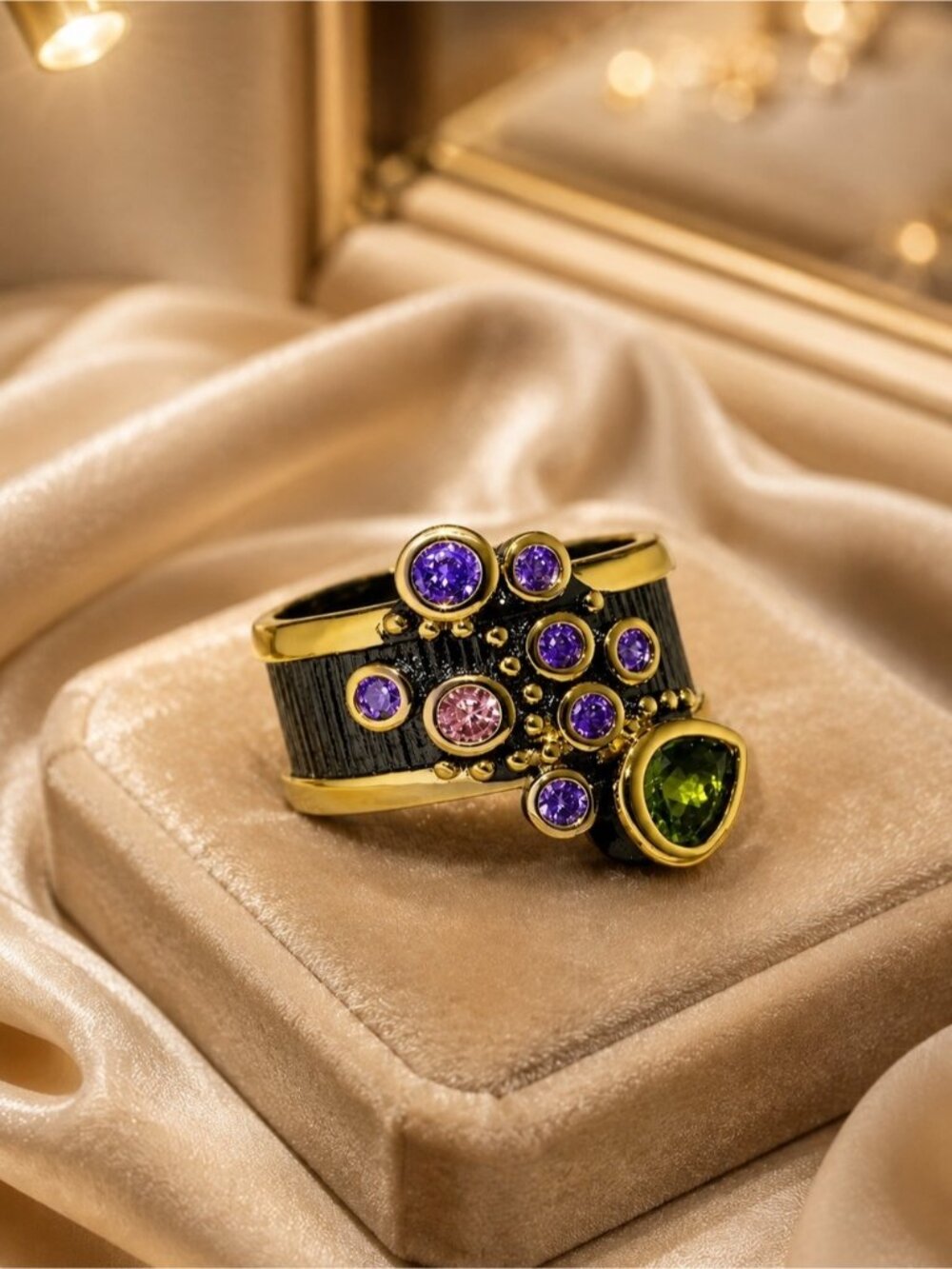 Vintage Women Ring Multi Shape Colorful CZ Wedding Engagement Jewelry